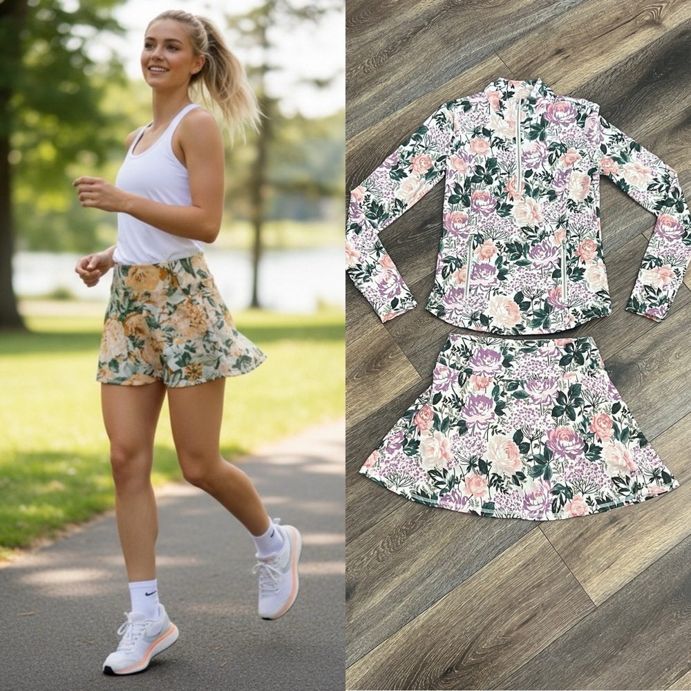 Laura Ashley Pickleball, Golf or Tennis Floral Print Flounce Matching Skort Set - Picture 9 of 9